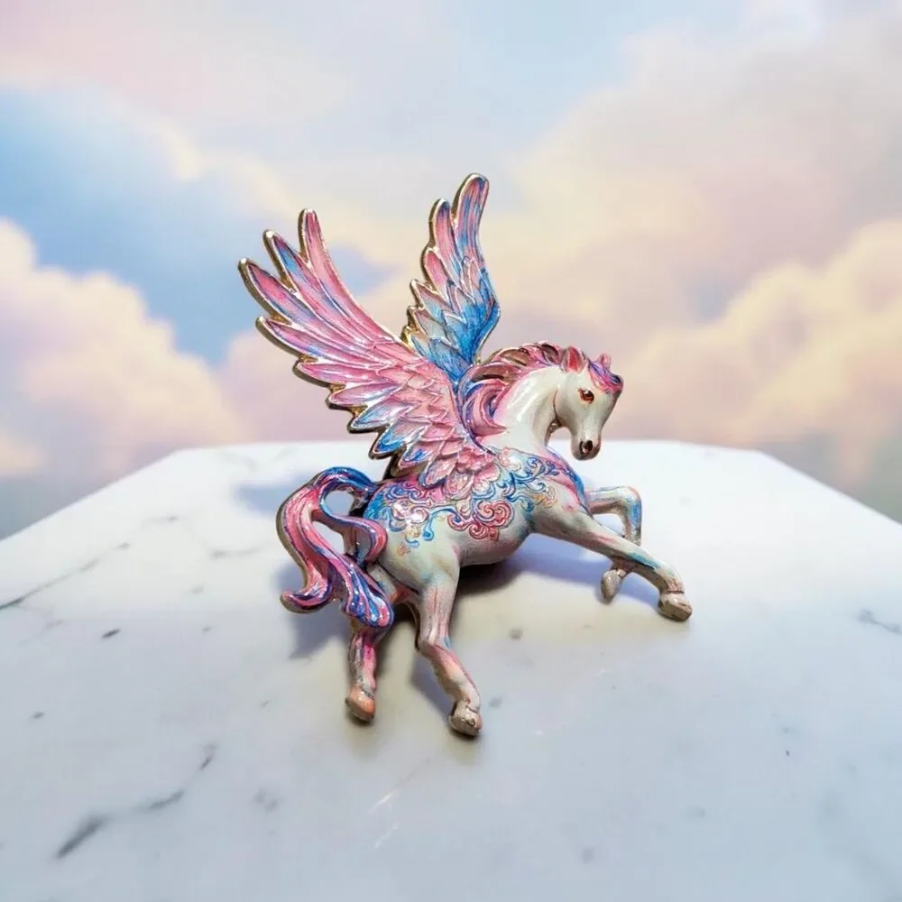 Whimsical Pegasus Brooch, Winged Horse Pin, Fantasy Cottagecore Jewelry
